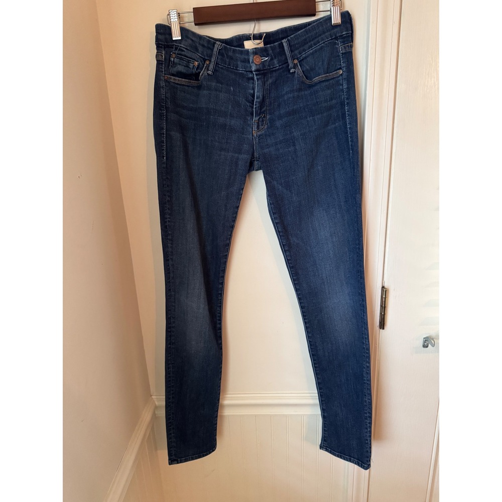 Mother The Looker Skinny Jeans Flowers From the Storm Dark Wash Size 29